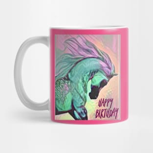 Happy Birthday (aqua horse) Mug